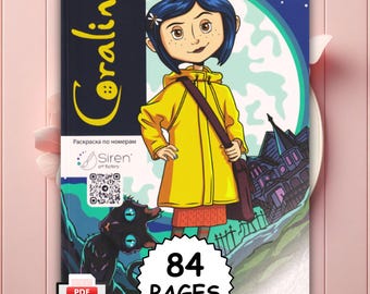Mystery Coloring By Number Coraline, Coloring Book, Color by Numbers Dark Horror, Print & Use on Tablet, PDF Vol Ruso
