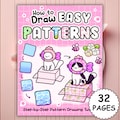 Coloring Book How to Draw Patterns: 32 Easy Eye-Catching Pages, Digital Download, Printable PDF + PNG, Fun Relaxing Line Art Designs