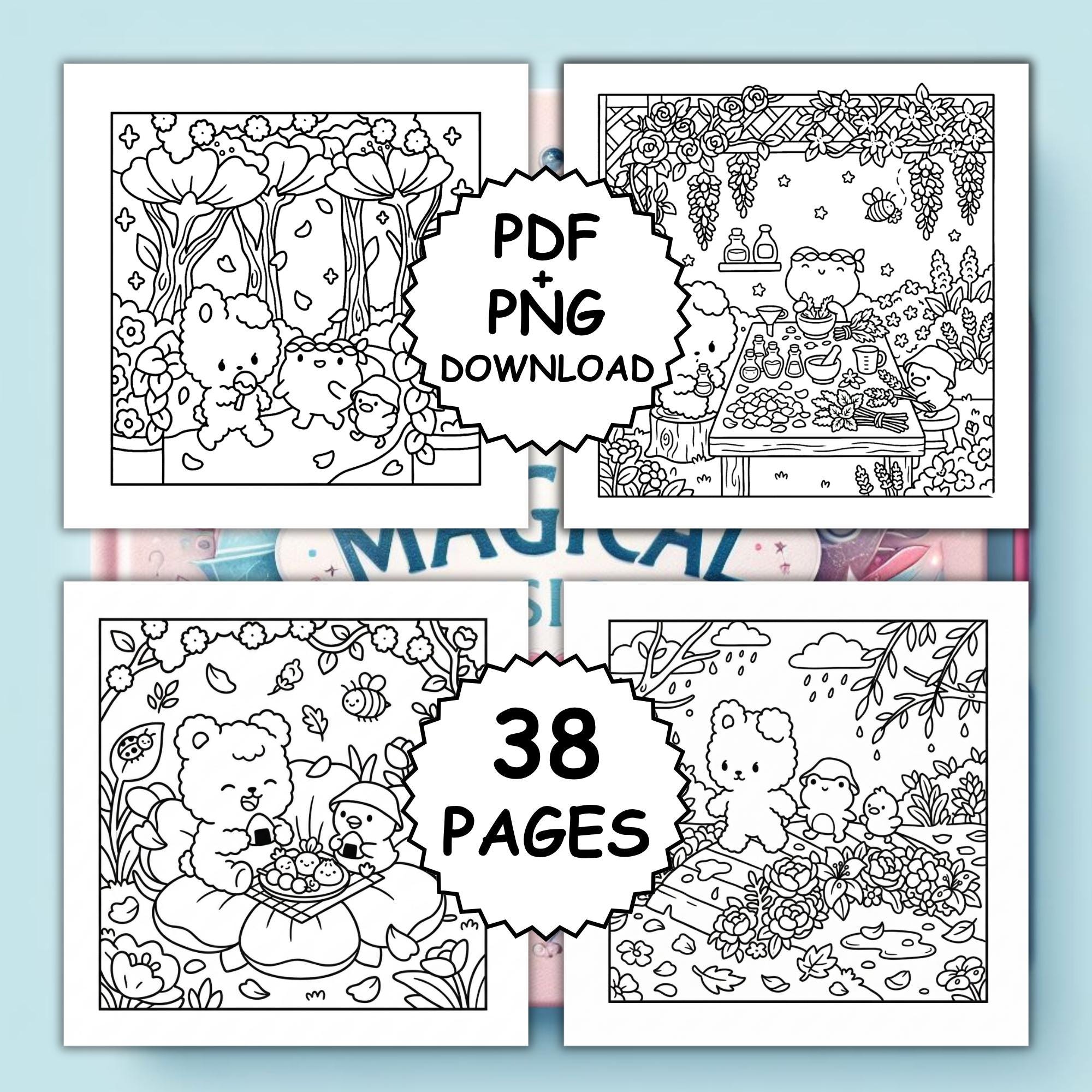 Whimsy Spring Coloring Pages Cozy Little Spring Coloring Book Bold and Easy | Cute Spring Coloring ...