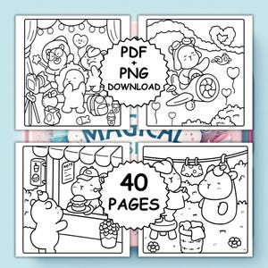 Capy Cuteness Coloring Book PDF PNG| 40 Pages Cute Capybaras Digital ...