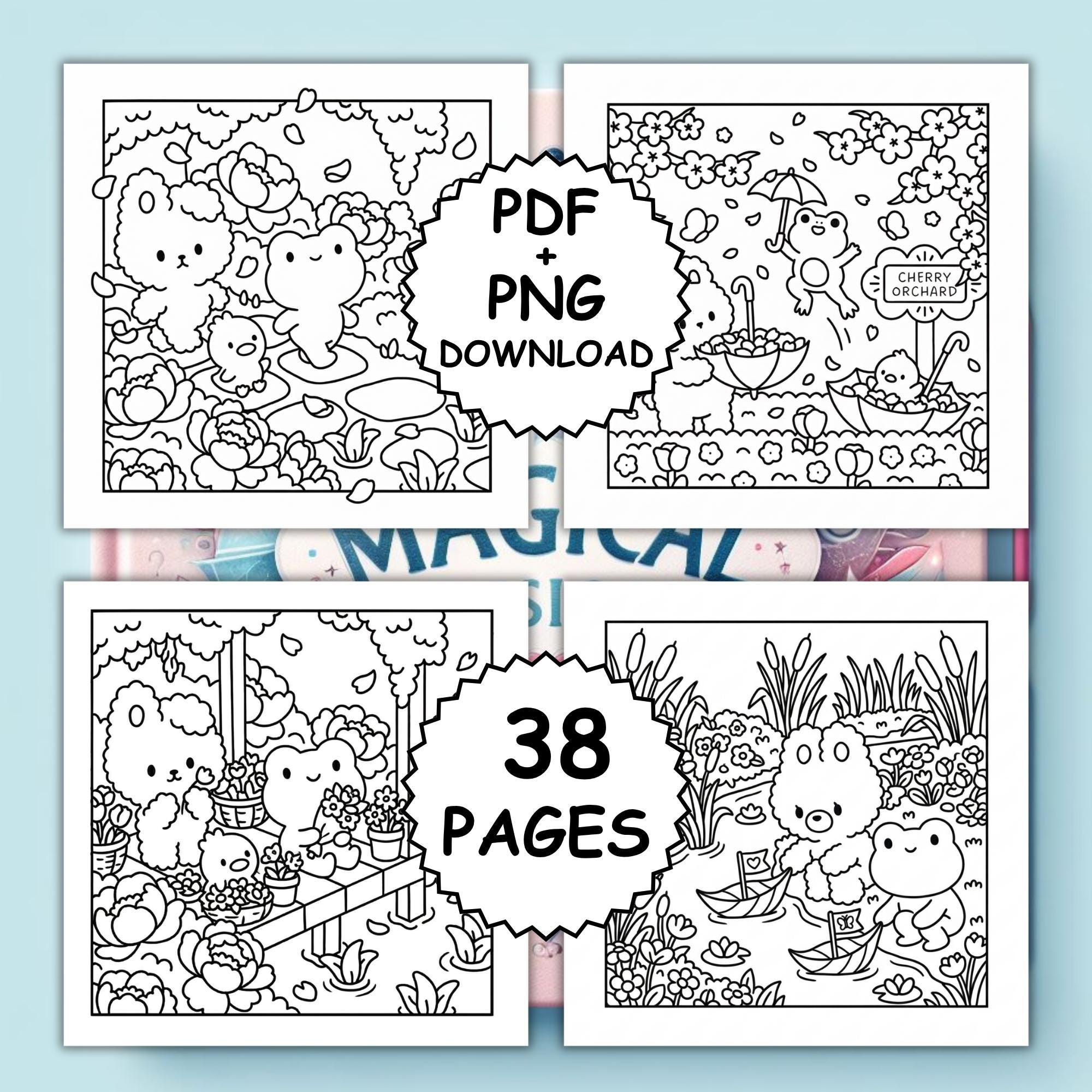 Whimsy Spring Coloring Pages Cozy Little Spring Coloring Book Bold and Easy | Cute Spring Coloring ...