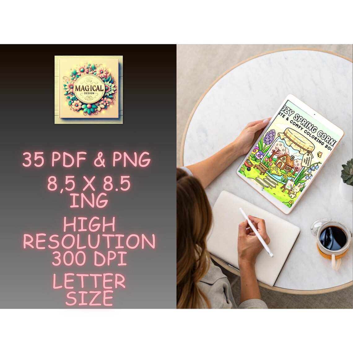 Cozy Spring Corner Coloring Book – 35 Bold and Easy Cute Cozy Pages ...