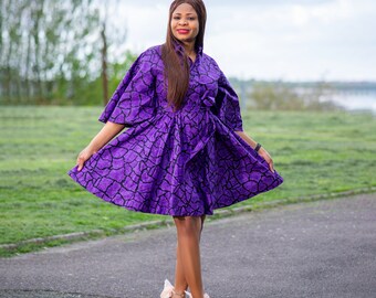 Purple Ankara short dress