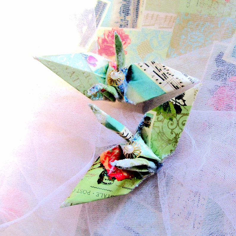 Edith Piaf Peace Crane Bird Origami Christmas Ornament Etsy