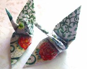 Rose Garden Ornament Peace Crane Wedding Cake Topper Party Favor Origami Japanese Paper Anniversary Bird Decoration Place Card Holder Red