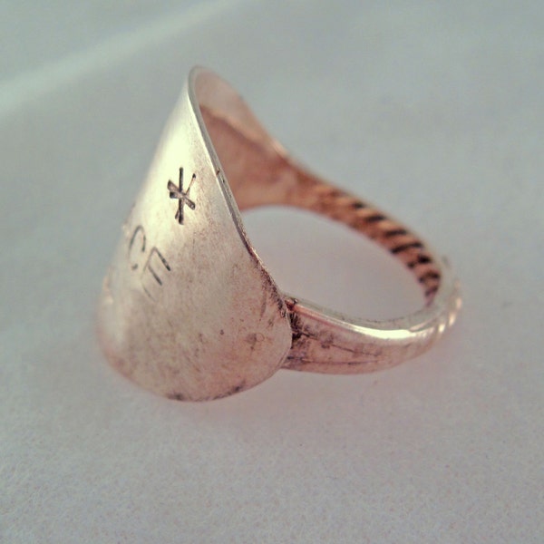 recycled Sterling Silver Spoon Ring: Peace