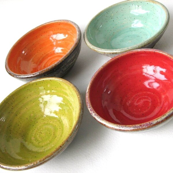 Set of Four Small and Colorful Prep Bowls MADE TO ORDER