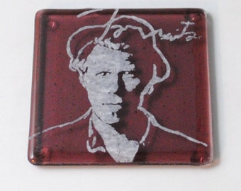 Tom Waits Fused Glass Coaster, Blues, Jazz, Rock and Roll, One From the Heart