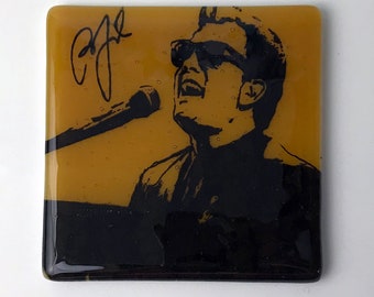 Billy Joel Fused Glass Coaster, Singer, Songwriter, Artist, Musician, Piano Man, New York, The Bronx, Uptown Girl, New York State of Mind,