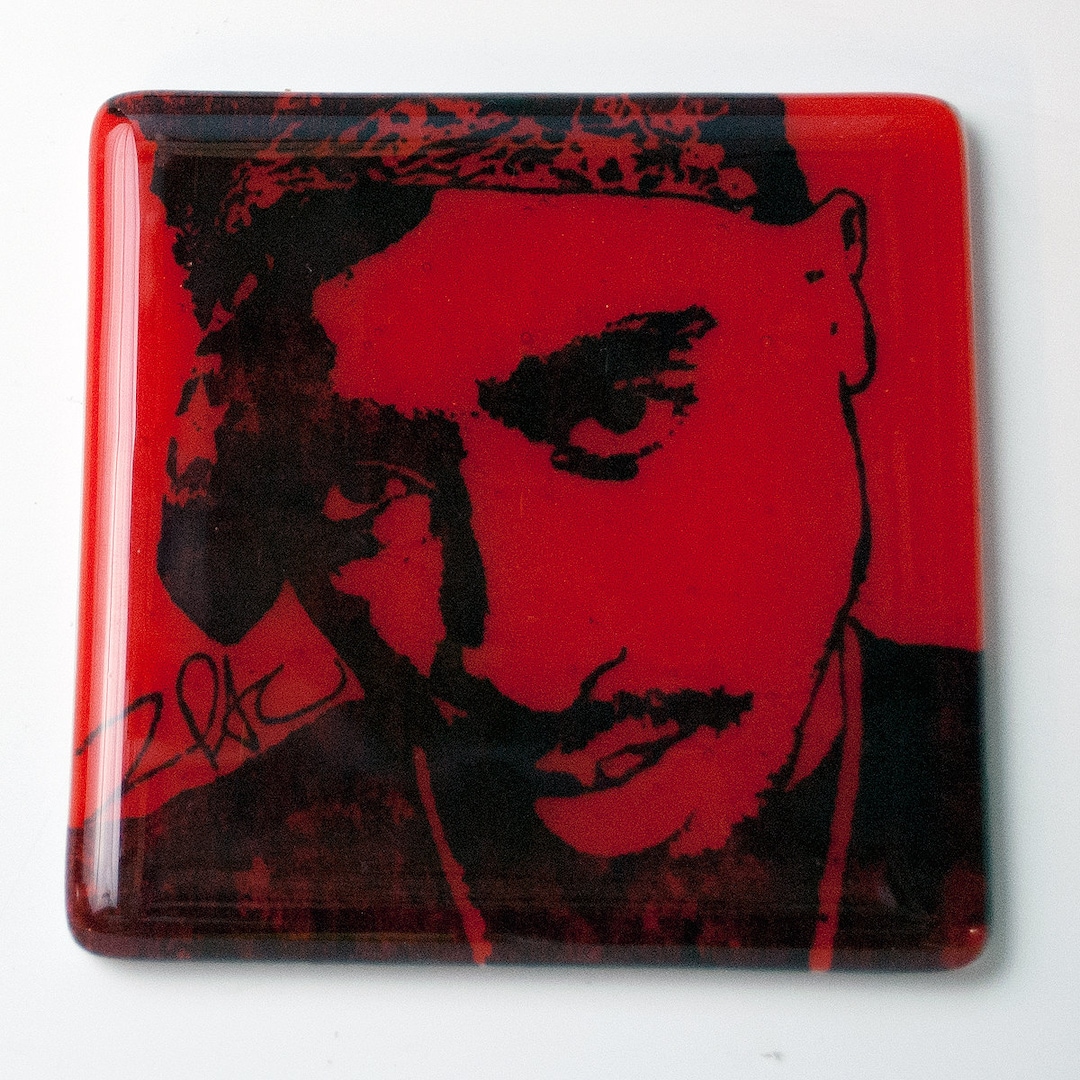 Tupac Shakur Rapper Singer Fused Glass Coaster, Music, 2pac, Makaveli ...