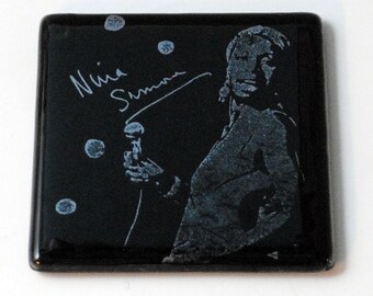 Nina Simone Fused Glass Coaster