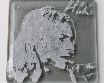 Kurt Cobain Nirvana Musician Fused Glass Coaster, Music, Grunge, Seattle