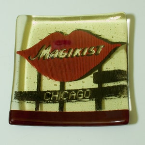 Chicago Magikist Vintage Neon Sign 4.5" Fused Glass Catch-all Dish