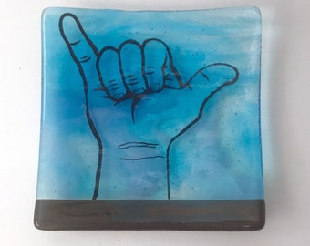 Shaka Fused Glass Catch All Dish, Coins And Keys Dish