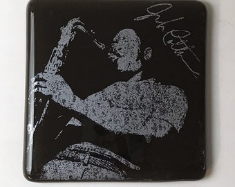 John Coltrane Fused Glass Coaster, Musician Coaster, Icon Coaster