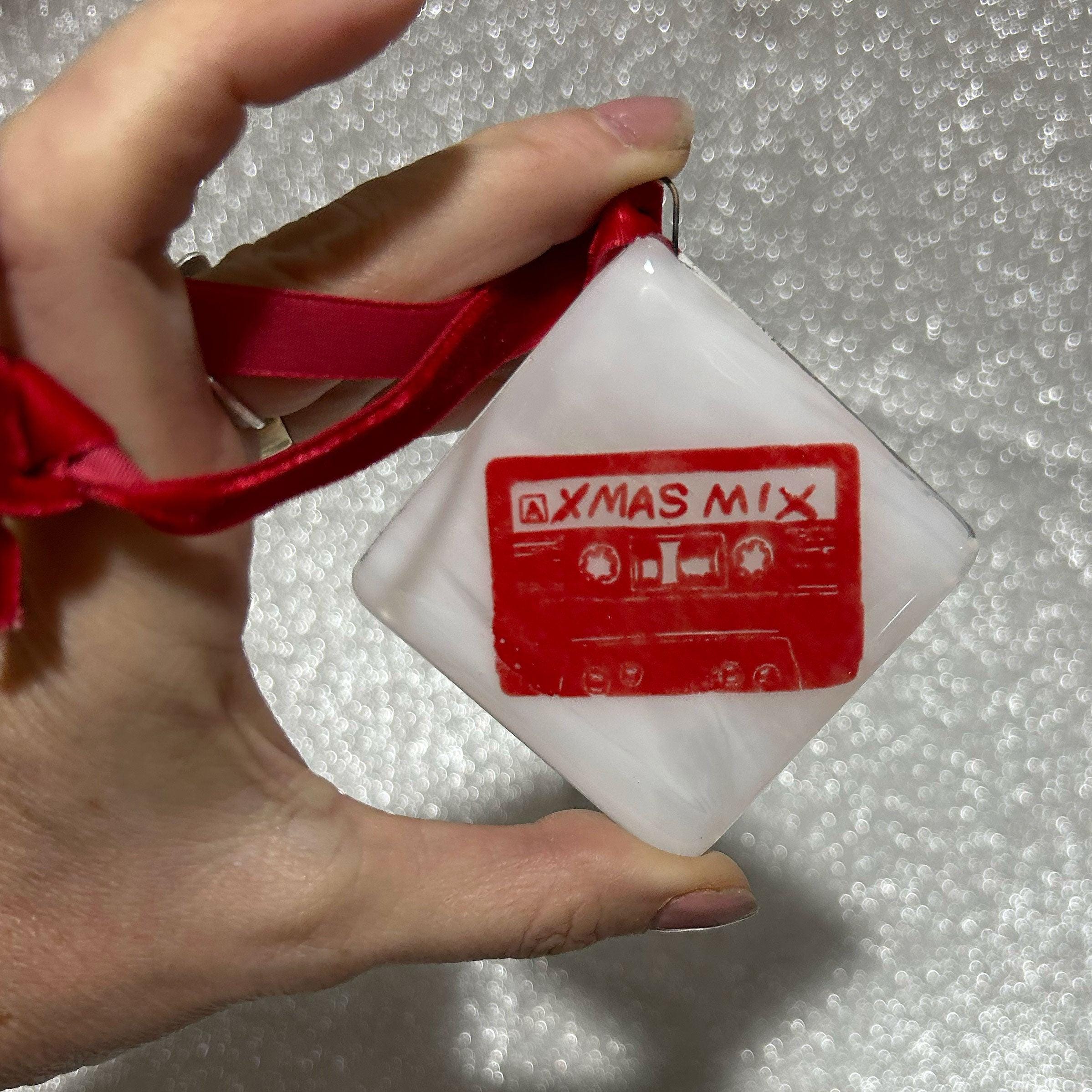 Christmas Mix Tape Fused Glass 2.25" Fused Glass Ornament