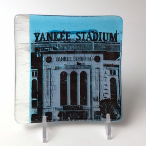 New York City Bronx Yankee Stadium Fused Glass 4.5&quot; Catch-All , made to order