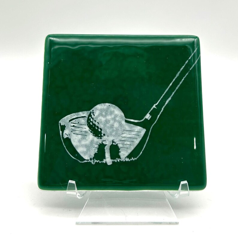 Golf Handmade Fused Glass 4" Single Coaster