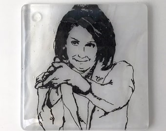 Nancy Pelosi Fused Glass Coaster, Politician, Speaker of the House, Democrat, Woman, Woman Politician, California, Congress