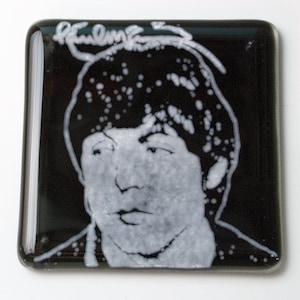 McCartney Beatles Musician Fused Glass Coaster, Music, Singer, Guitarist, Rock and Roll, Wings