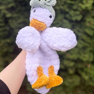MADE TO ORDER soft Duck Lovey | Duck Snuggler | Crochet Lovey Duck First Birthday Gift | Baby Shower Gift | New Baby Gift
