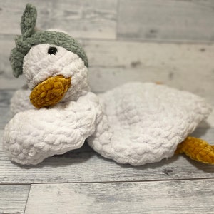 MADE TO ORDER soft Duck Lovey for babies| Duck Snuggler | Crochet Lovey Duck First Birthday Gift | Baby Shower Gift | New Baby Gift