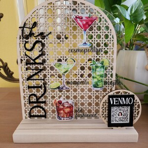Menu Boho Rattan Bar z kodem QR