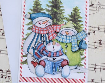 Snowman Family Christmas Card, Fun Christmas Card, Cute Holiday Greeting Card