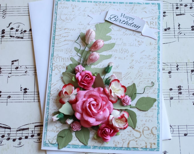 Three Dimensional Paper Flower Birthday Card, Paper Flowers