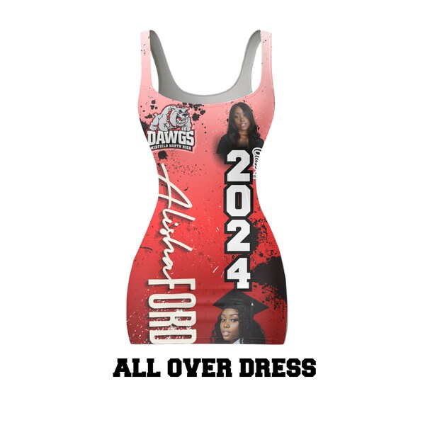 Allover Sublimation Graduation Dress Editable Template