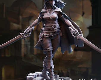 Angela Hardvin / Elfa Humana Pícara Duelista Luchadora Exploradora / 32 mm / 28 mm / 75 mm / Ideal para juegos de rol de mesa / Mazmorras y Dragones - Dm Stash