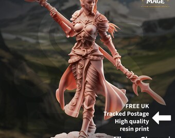 Ninera, paladina elfa drow, miniatura de D&D / Figura de resina de 32 mm para juegos de rol de Dungeons and Dragons