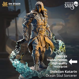 Katarin Indeilian / Pirata Elfo Pícaro Mago Hechicero Mago / 32 mm / 28 mm / 75 mm / Ideal para juegos de rol de mesa / Mazmorras y Dragones - Dm Stash