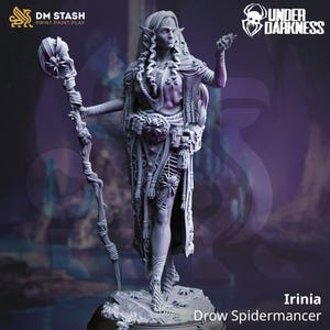 Irina | Weibliche Drow Dunkelelfe Magier Zauberer Hexenmeister Zauberer | 32mm / 28mm / 75mm | Ideal für Tabletop-Rollenspiele | Dungeons and Dragons - Dm Stash