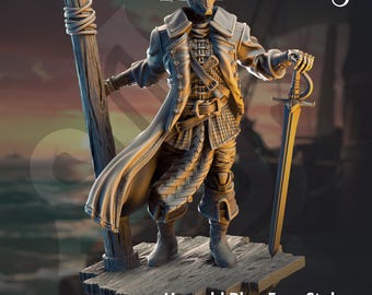 Harvold | Pirate Warforged Fighter Swashbuckler Rogue | 32mm / 28mm / 75mm | Ideal for Tabletop RPGs | Dungeons and Dragons - Dm Stash