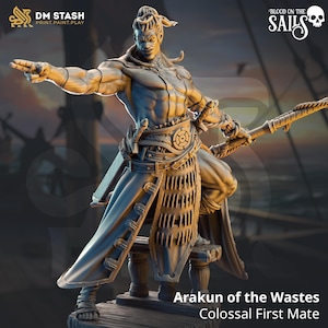 Arakun Of The Wastes | Goliath Fighter Barbarian Pirate | 32mm / 28mm / 75mm | Ideal for Tabletop RPGs | Dungeons and Dragons - Dm Stash