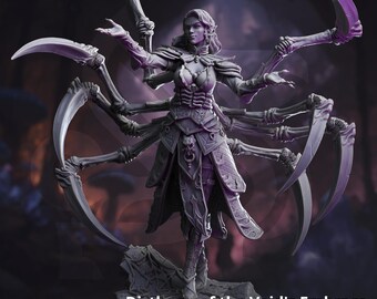 Dirthana / Hechicera Drow Elfa Oscura Maga Enemiga Araña / 32 mm / 28 mm / 75 mm / Ideal para juegos de rol de mesa / Dungeons and Dragons - DM Stash
