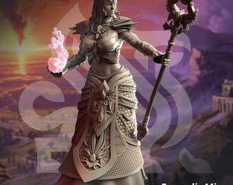 High Elven Witch Queen Ferendir Miar | Elf Wizard Sorcerer | 32mm / 28mm / 75mm | Ideal for Tabletop RPGs | Dungeons and Dragons - Dm Stash