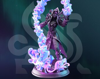 Irivyl | Weibliche Elfe Drow Magier Zauberer Zauberin| 32mm / 28mm / 75mm | Ideal für Tabletop-Rollenspiele | Dungeons and Dragons - Dm Stash