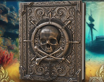 Libro de la Torre Pirata, Luchador, Pistolero, Pícaro / Tomo de almacenamiento de dados de Dungeons & Dragons / Bandeja de dados de RPG / Regalo de bárbaro / Organizador de accesorios de TTRPG
