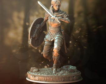 Freya The Fearless | Human Fighter Paladin | 32mm / 28mm / 75mm | Ideal for Tabletop RPGs | Dungeons and Dragons - Dm Stash