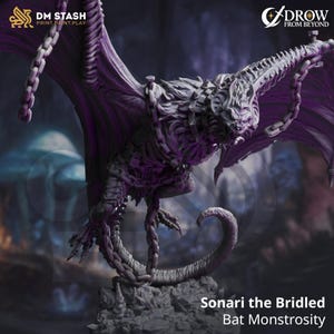 Sonari | Familiar NPC Monster Enemy Giant Bat Creature | 32mm / 28mm / 75mm | Ideal for Tabletop RPGs | Dungeons and Dragons - Dm Stash