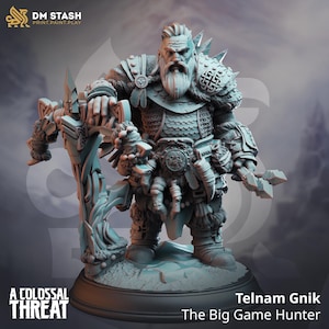 Telnam Gnik Monstertöter Waldläufer | Zwerg Waldläufer Kämpfer| 32mm / 28mm / 75mm | Ideal für Tabletop-Rollenspiele | Dungeons and Dragons - Dm Stash