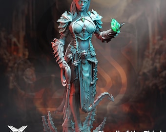 Skadi del Tercero / Brujo Tiefling / 32 mm / 28 mm / 75 mm / Ideal para juegos de rol de mesa / Dungeons and Dragons - Dm Stash