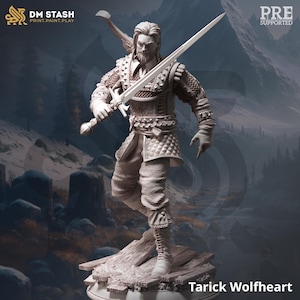 Tarick Wolfheart | Human Fighter Bloodhunter Paladin | 32mm / 28mm / 75mm | Ideal for Tabletop RPGs | Dungeons and Dragons - Dm Stash