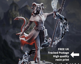 Miniatura de Aria la Hechicera Tiefling Fiel para D&D / Figura de resina de 32 mm para juegos de rol de Dungeons and Dragons