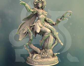Eleni The Dryad | Fairy Eladrin Druid Mage NPC Creature | 32mm / 28mm / 75mm | Ideal for Tabletop RPGs | Dungeons and Dragons - Dm Stash