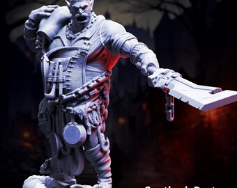 Gunthrak Destraz Vampire Half Orc DND Miniature | 32mm Resin RPG Figure Dungeons and Dragons