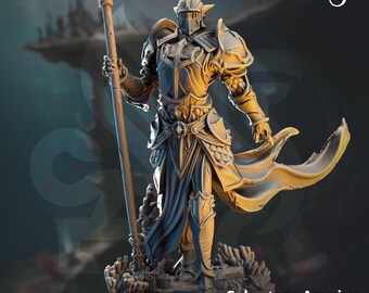 Cylantros Azurius | Human Fighter Deep Sea Paladin | 32mm / 28mm / 75mm | Ideal for Tabletop RPGs | Dungeons and Dragons - Dm Stash