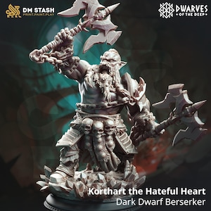 Korthart the Hateful Heart | Dwarf Berserker Barbarian | 32mm / 28mm / 75mm | Ideal for Tabletop RPGs | Dungeons and Dragons - Dm Stash